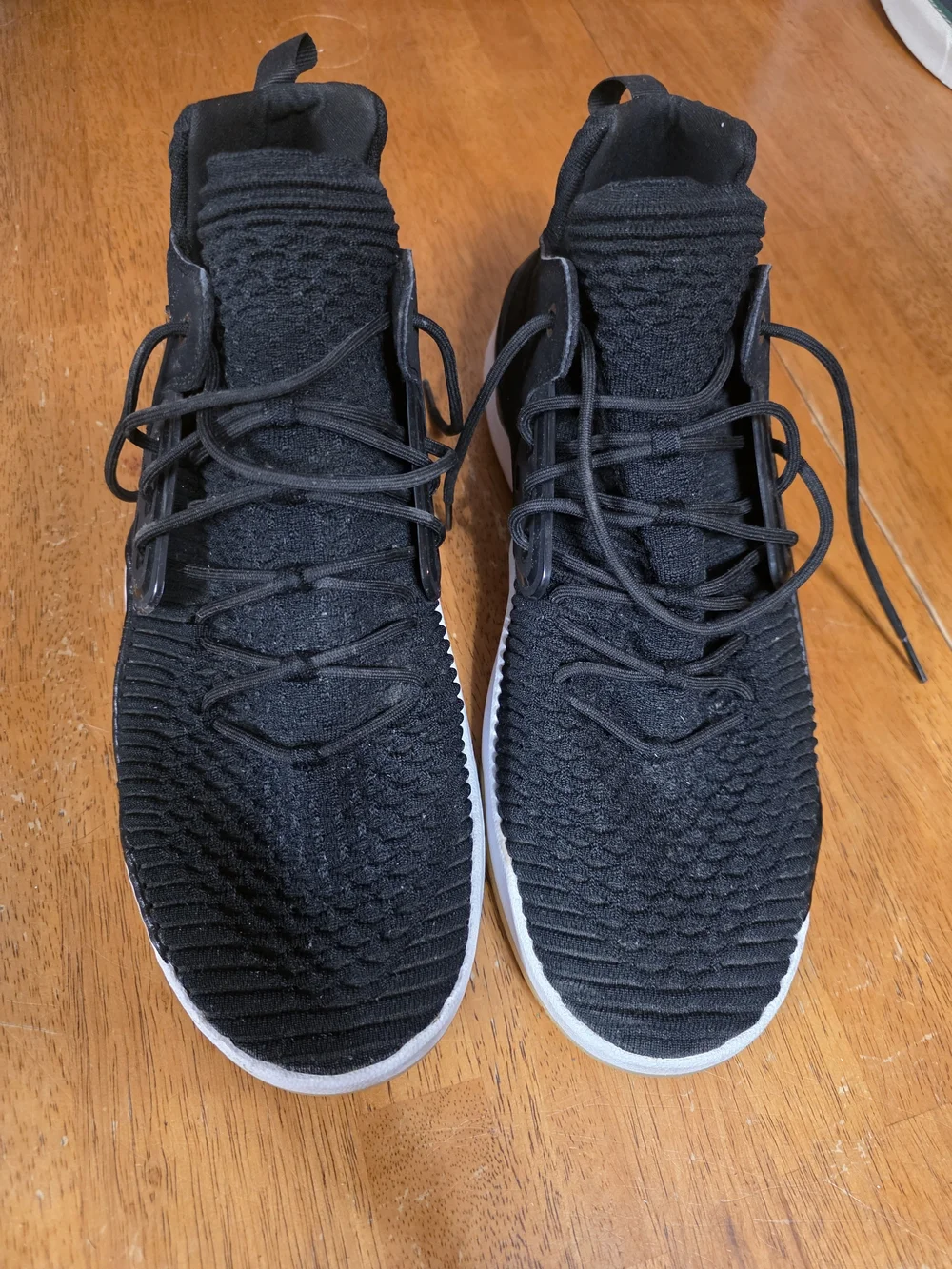 Jordan Men's Black Knit High-Top Sneakers with White Sole